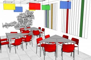 Classroom 3A - Triangular seating for group work