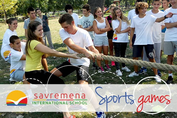 Savremena International students at the sports games